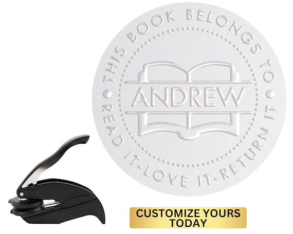 Personalized Library Book Stamp with Tree Theme - Create Lasting  Impressions on Your Beloved Books - Embosser Stamp - Personalized Book  Embosser 