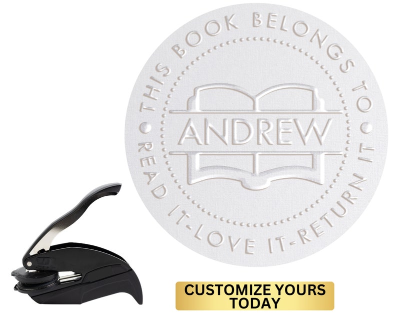 Library Embosser Book Embosser Personalized Custom Embosser Etsy