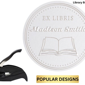 EXLIBRIS Book Embosser From the library of embosser, Custom Embosser Stamp,Book Embosser,Library Stamp, Monogram Embosser Stamp Horse Cat