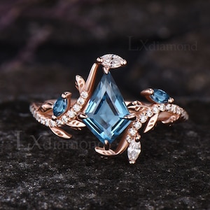 1ct Round Cut Nature Inspired Flower London Blue Topaz