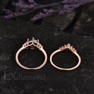 Black Onyx ring rose gold sterling silver vintage Hexagon cut black onyx engagement ring set 6 prong moissanite ring bridal ring set women image 6