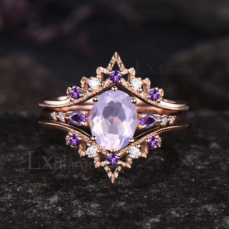 February Rings Vintage Oval February Birthstone Natural Lavender Amethyst Engagement ...