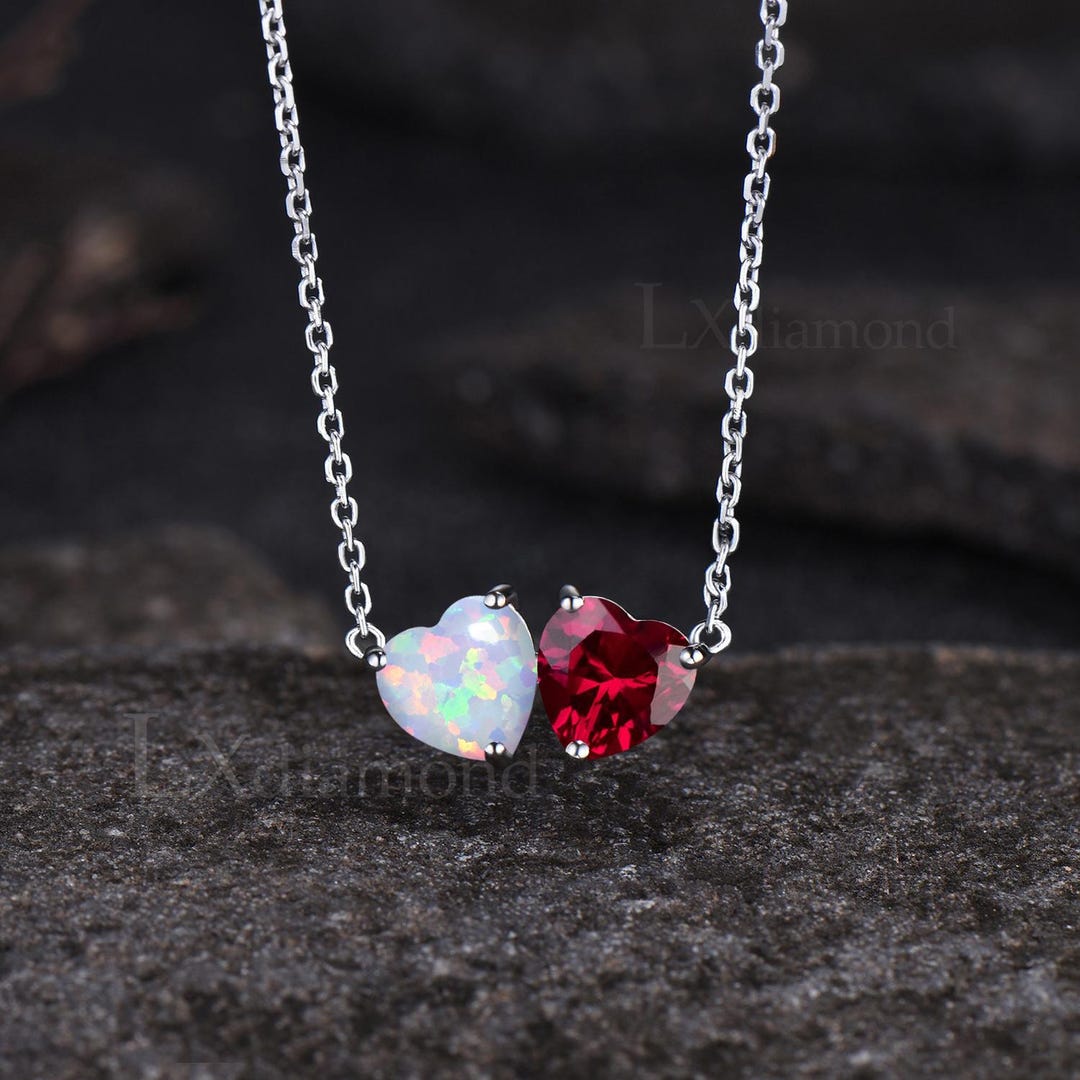 Delicate Heart Cut July Birthstone Ruby Necklace Minimalist