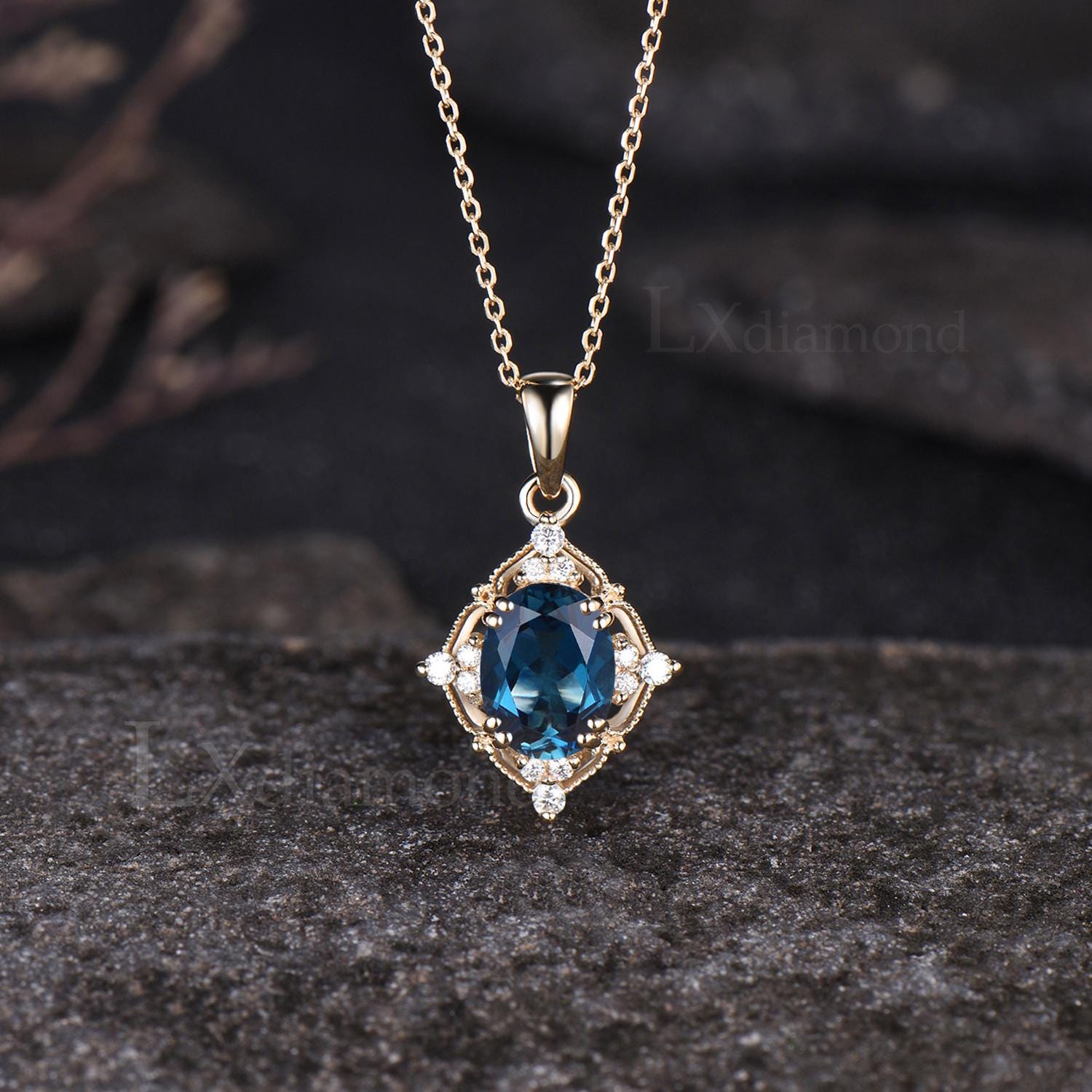 Blue Topaz Birthstone Necklace For Him Baby Treasure Blue Topaz