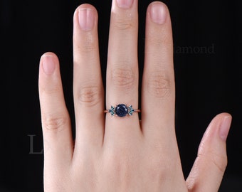 Unique Galaxy Healing Oval Blue Sandstone Engagement Wedding