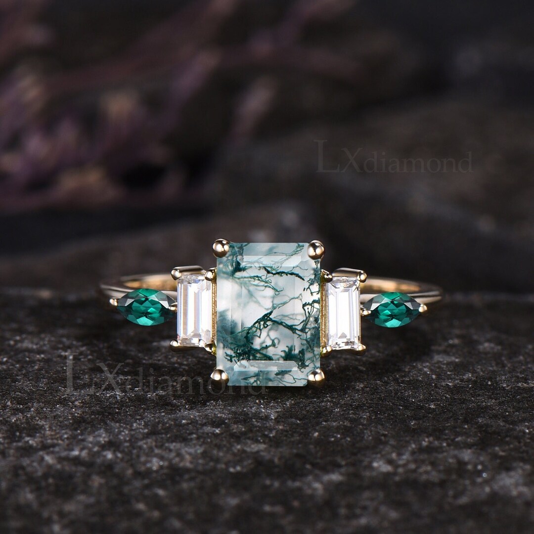 Green Agate Deco Ring main image 1