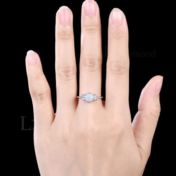 Sterling Silver Simulated Opal Statement Ring – Marquise Solitaire, Size 12, Oxidized Finish