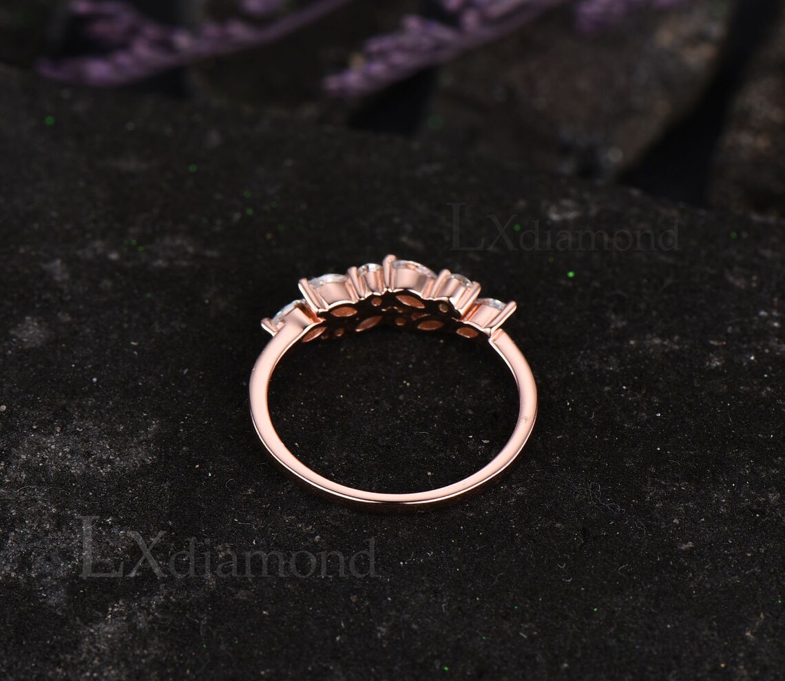 Moissanite Wedding Ring Art Deco Wedding Band 14k 18k Rose - Etsy