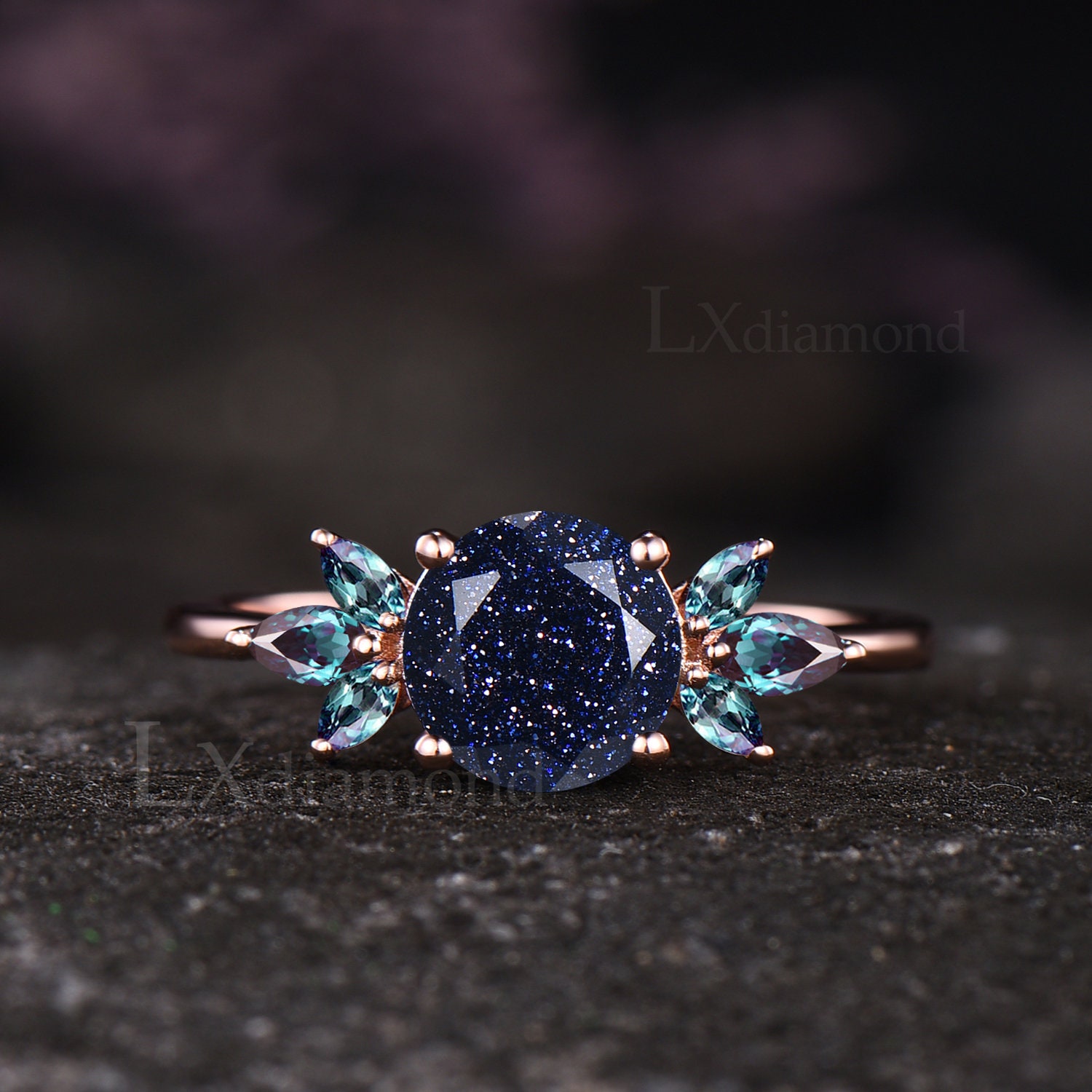 大割引 Oval Healing Galaxy Unique Blue Wedding Engagement Sandstone アクセサリー