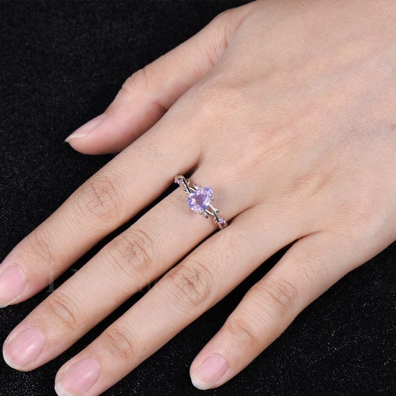 Elvish Pear Cut Lavender Amethyst Twisting Vine Engagement Ring