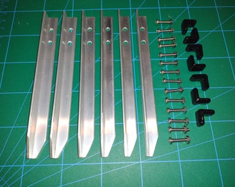 Sets of Medium Length Aluminum Stakes and Hardware for Yard Decorations