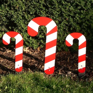 Set of 3 Hand-crafted Candy Canes Yard Art Christmas Decorations - Etsy