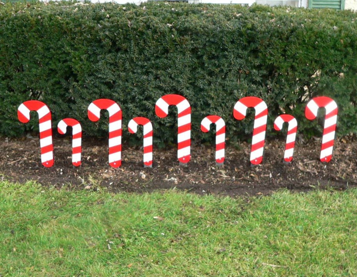 Handcrafted Candy Cane Yard Art Christmas Decoration Sets Etsy