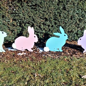 Sets of White-Tail Pastel-Color Easter Bunnies (Rabbits) Yard Art Decorations