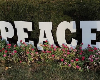 Large Hand-Crafted White PEACE Yard Art Easter & Christmas Yard Art Decoration