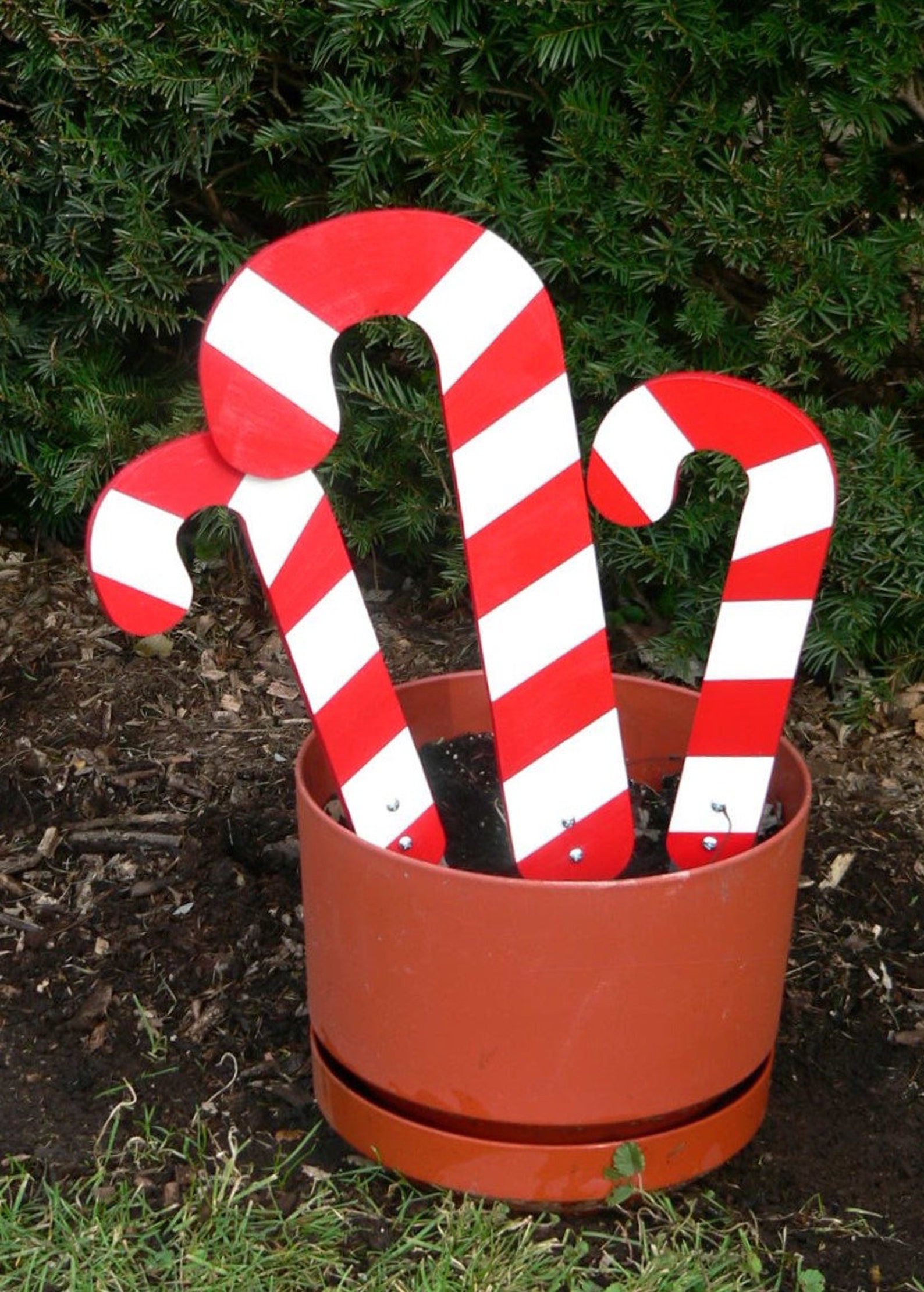 Handcrafted Candy Cane Yard Art Christmas Decoration Sets Etsy