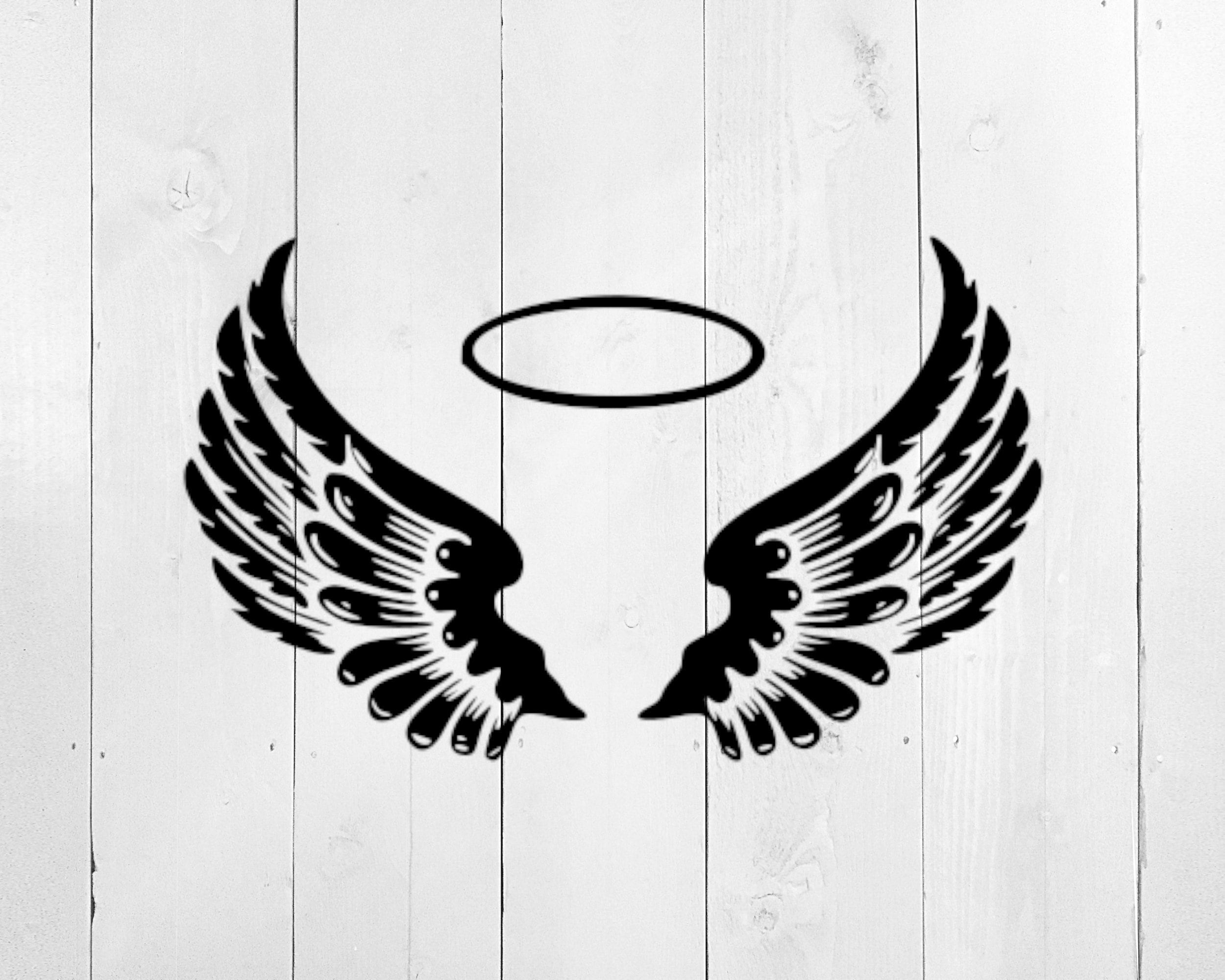 Angel wings with halo svg file Etsy