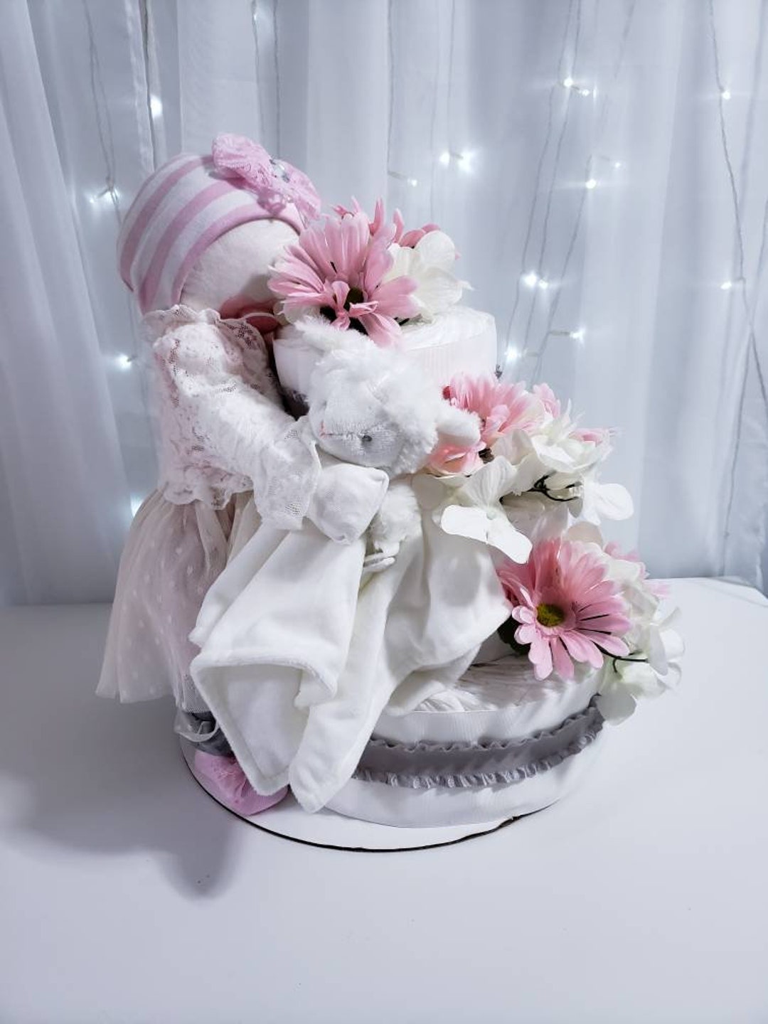 3 Tier Standing Baby Diaper Cake Baby Shower Centerpiece - Etsy