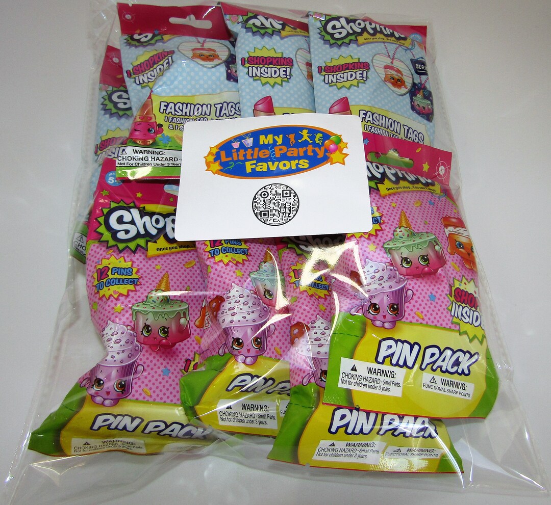 Shopkins Bundle of 8 Items Blind Bags Fashion Tags and Pin Packs With ...
