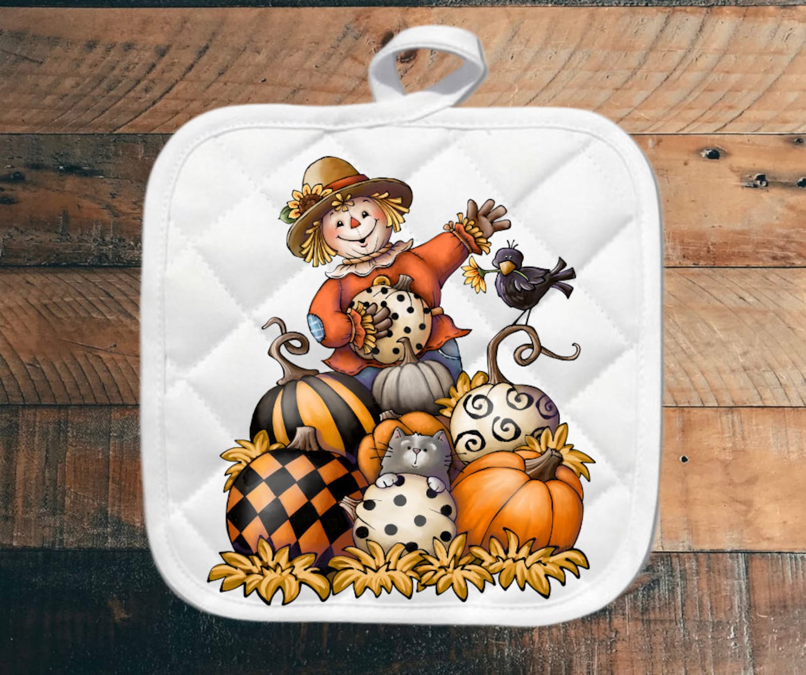 Pot Holder Fall Potholder Farmhouse Potholder Happy Fall Etsy