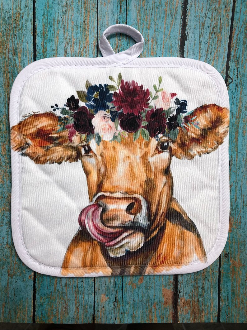 Pot Holder Cow Print Pot Holders Potholders Kitchen Etsy