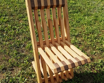 Folding stick chair. garden chair. Natural oak