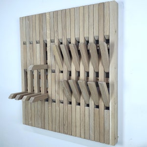 Wall coat rack. Oak mini. Covered with white oil wax