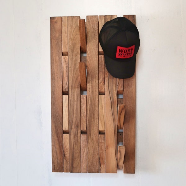Wood coat rack wall mount, 16 hooks. Walnut!