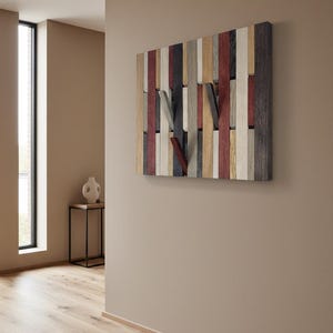 Wall Mounted Organizer. Coat rack. Veneered plywood with oak. colored