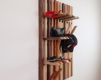 Wall Mounted Organizer for shoes and natural OAK