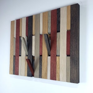 Wall Mounted Organizer. Coat rack. Veneered plywood with oak. colored