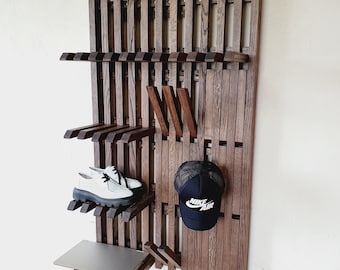 Wall-Mounted Organizer for shoes and natural DARK OAK