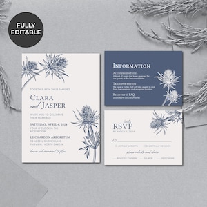 DISTEL | Hochzeitseinladungs-Vorlage, modern, bearbeitbar, druckbar, DIY-Einladung
