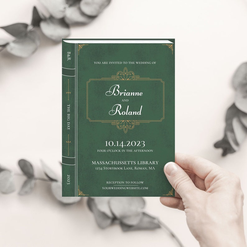 Wedding Invitation Template, Book Literary Library, Editable, Printable, DIY Invitation image 3