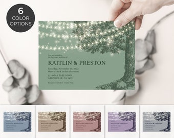 OAK TREE | Wedding Invitation Template: Outdoor Lights (Editable, Printable)
