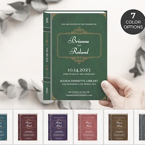 Hochzeitseinladungsvorlage, Buchliteraturbibliothek, bearbeitbar, druckbar, DIY-Einladung