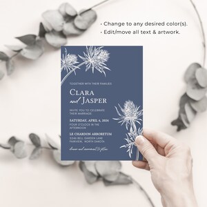 Plantilla de invitación de boda con texto en inglés THISTLE, moderna, editable, imprimible, para hacer tú mismo imagen 2