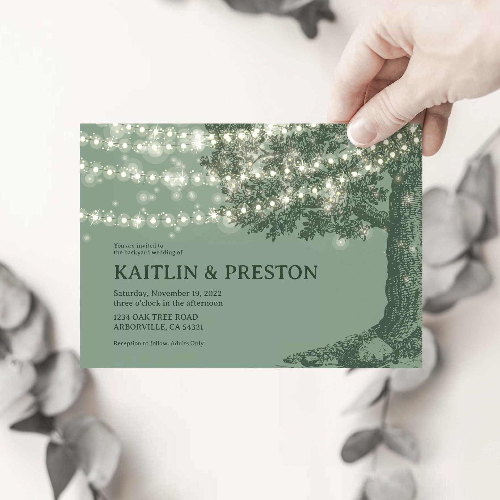 OAK TREE Wedding Invitation Template Oak Tree Lights - Etsy