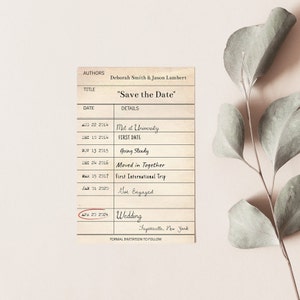 Save the Date Template, Library Card Book Literary, Editable, Printable, DIY Save the Date