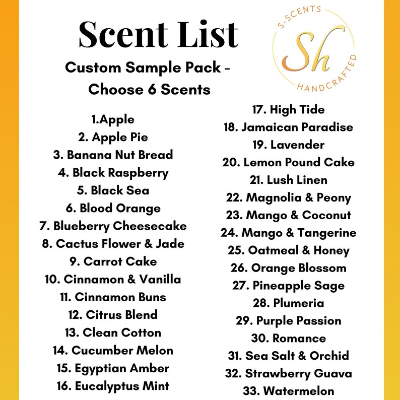 Wax Melts Sample Pack Scented Wax Melts Floral Scents Etsy