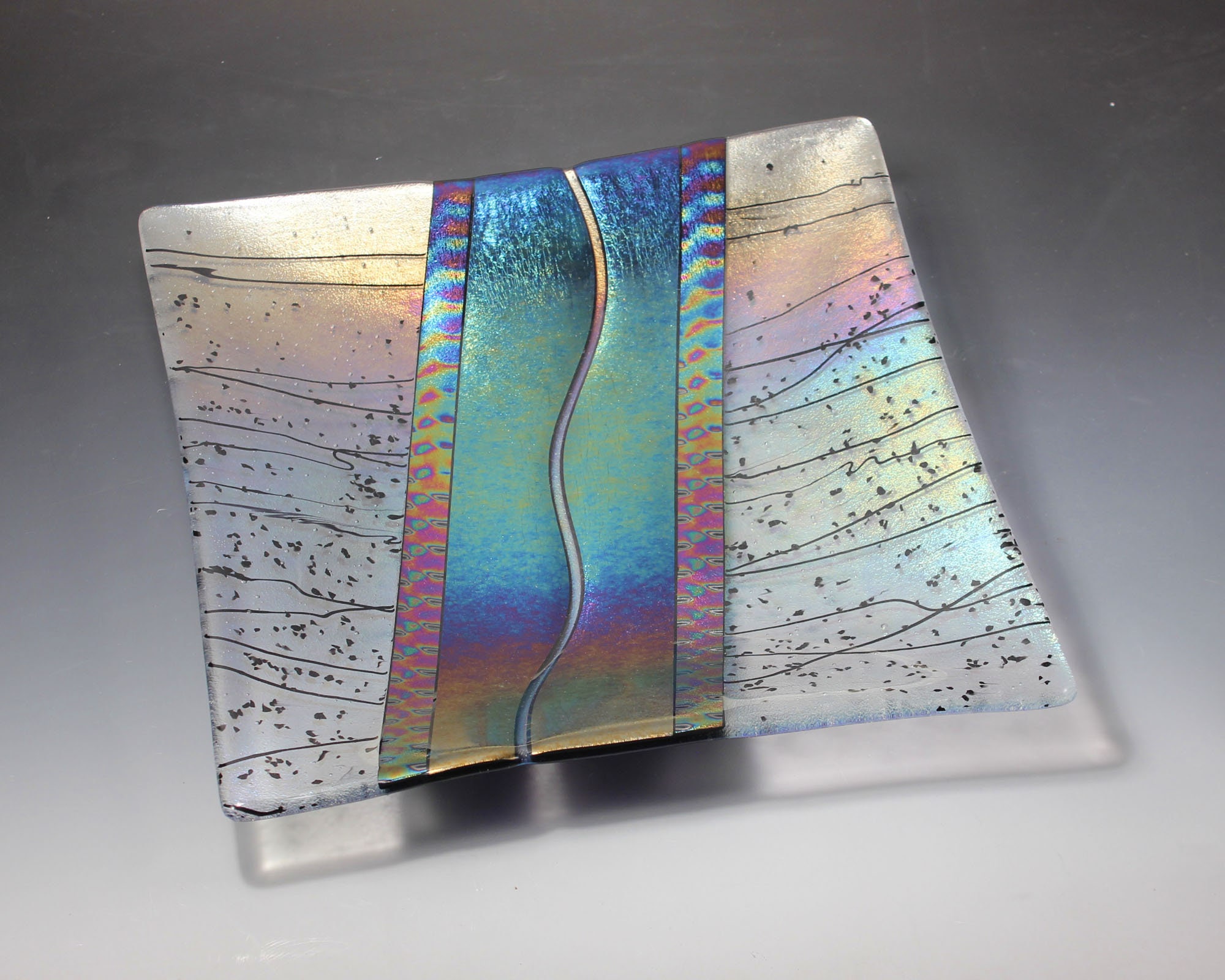 Fused Glass Tray Square Tray Art Glass Decorative Etsy