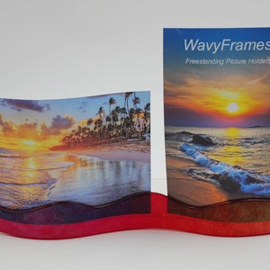 Ruby Wavyframe - Two photo -  Freestanding Picture Holder  - Art - Picture Frame - Iridescent - Home and Table Décor  - Free Shipping