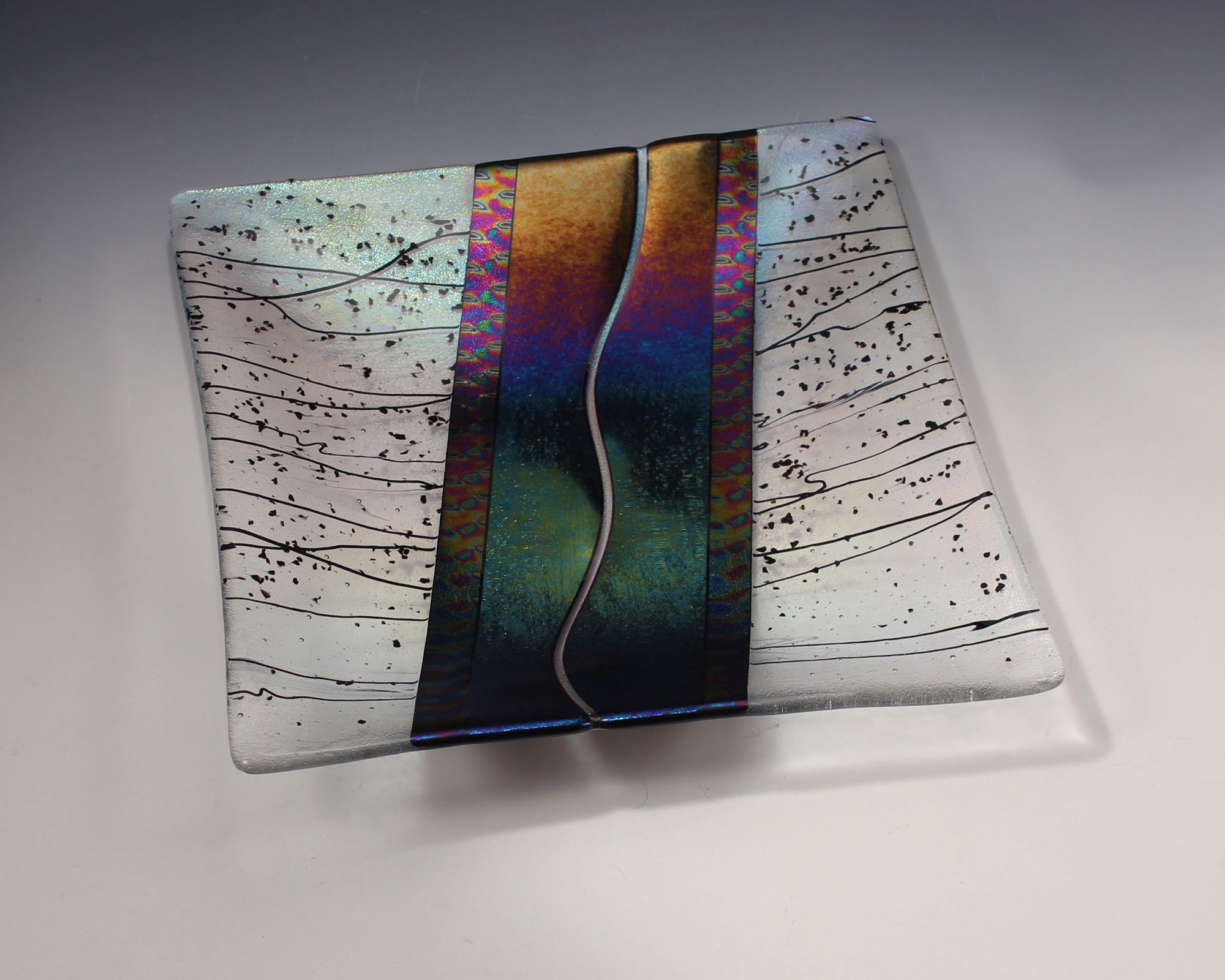 Fused Glass Tray Square Tray Art Glass Decorative Etsy