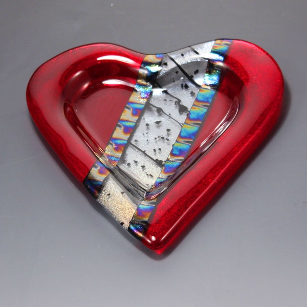 Gift -  Glass Heart  -  Elegant Design  - Valentine -   Red   -  Glass  - Art  - Corporate Gift  -  Mother's Day  - Father's Day
