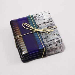 Contemporary Blue Fused Glass Coasters (set of 4)  - Prismatic  - Home and Table Décor - Housewarming Gift - Drink Coasters - Free Shipping