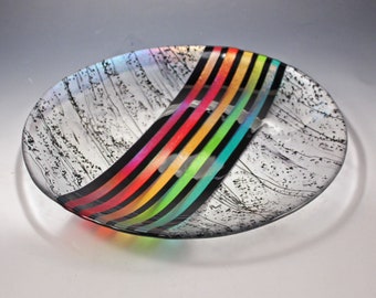 Happy Birthday Confetti Multicolored 14 x 14 Handpainted Glass Platter 