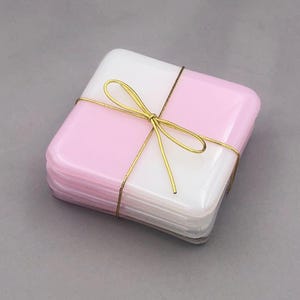 Contemporary Pink And White Checkered Coasters (set of 4)  - Barware  - Fused Glass - Housewarming - Drink Coasters - Free Shipping