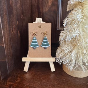 Snow Crusted Christmas Tree Clay Earrings