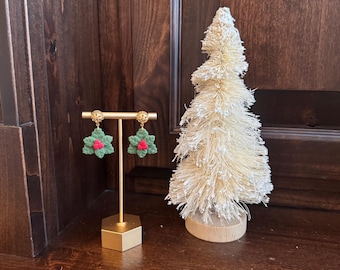 Christmas Mistletoe Clay Earrings
