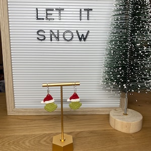 Grinch Weihnachtsohrringe aus Ton